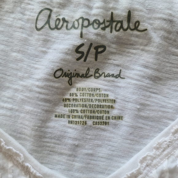 Aeropostale Original Brand Sleeveless Peplum With Ruffles on Sleeves White Small - Picture 5 of 5